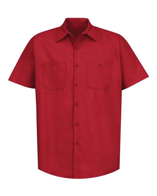 Red Kap SP24T Men's Tall Industrial Short Sleeve Work Shirt - Red - front