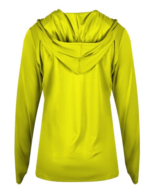 Badger 4165 Women's B-Core Hooded Long Sleeve T-Shirt - Safety Yellow - back