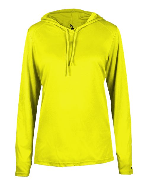 Badger 4165 Women's B-Core Hooded Long Sleeve T-Shirt - Safety Yellow - front