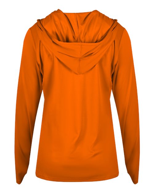 Badger 4165 Women's B-Core Hooded Long Sleeve T-Shirt - Burnt Orange - back