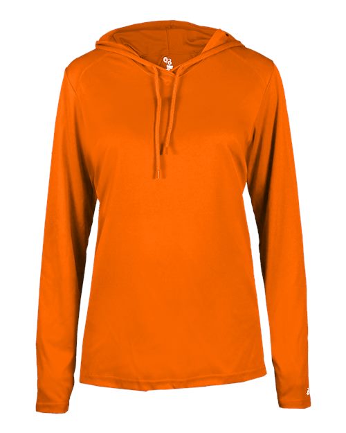 Badger 4165 Women's B-Core Hooded Long Sleeve T-Shirt - Burnt Orange - front