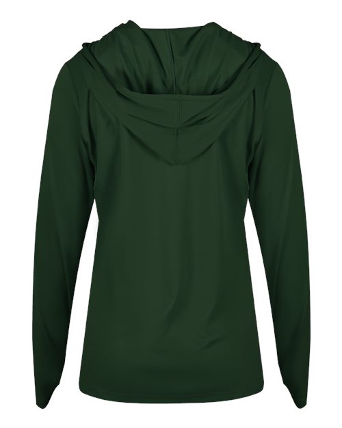 Badger 4165 Women's B-Core Hooded Long Sleeve T-Shirt - Forest - back