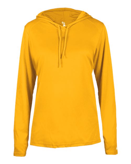 Badger 4165 Women's B-Core Hooded Long Sleeve T-Shirt - Gold - front
