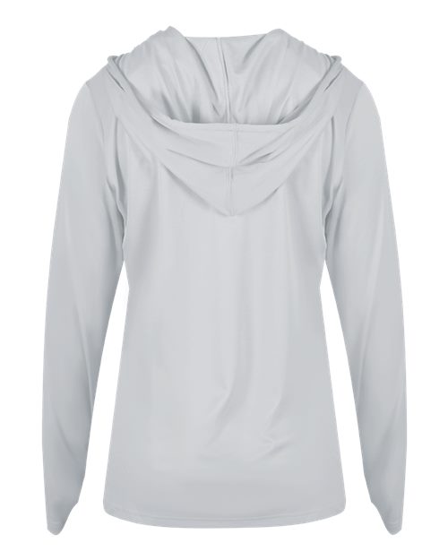 Badger 4165 Women's B-Core Hooded Long Sleeve T-Shirt - Silver - back