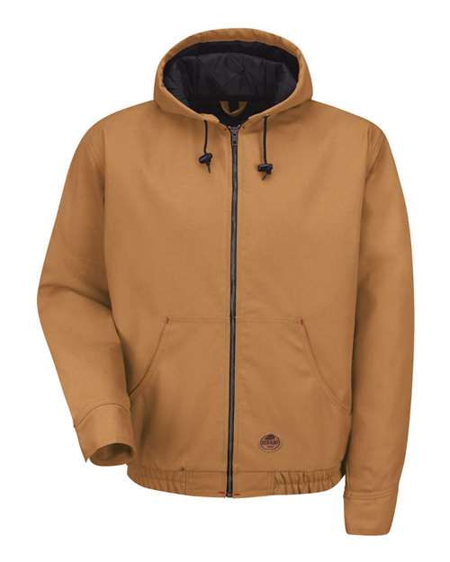Red Kap JD20 Men's Blended Duck Zip-Front Hooded Jacket - Brown Duck - front