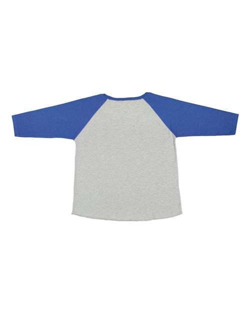 LAT 3830 Women's Curvy Collection Baseball Three-Quarter Sleeve Tee - Vintage Heather/ Vintage Royal - back