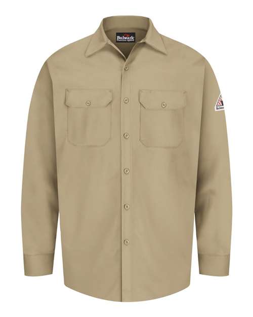 Bulwark SEW2T Men's Tall Flame Resistant Excel Work Shirt - Khaki - front