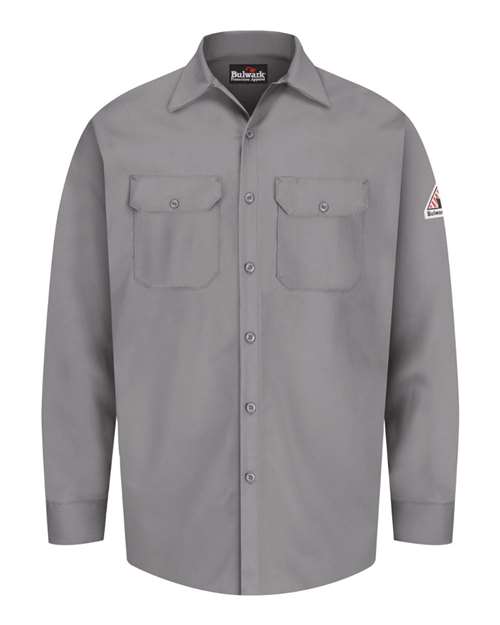 Bulwark SEW2T Men's Tall Flame Resistant Excel Work Shirt - Silver Grey - front