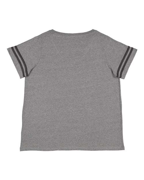 LAT 3837 Women's Curvy Collection Vintage Football Tee - Granite Heather/ Vintage Smoke - back