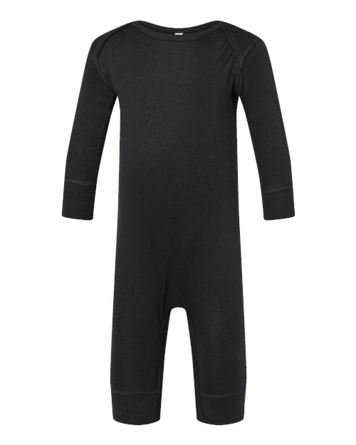 Rabbit Skins 4412 Infant Long Legged Baby Rib Bodysuit - Black - front