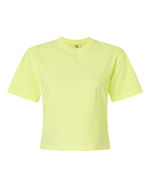 Comfort Colors 3023CL Women's Garment-Dyed Heavyweight Boxy T-Shirt - Neon Lemon - front