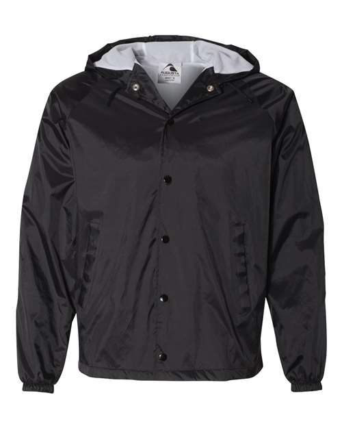 Augusta Sportswear 3102 Unisex Hooded Coach's Jacket - Black - front