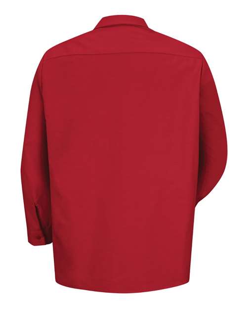 Red Kap SP14T Men's Tall Industrial Long Sleeve Work Shirt - Red - back