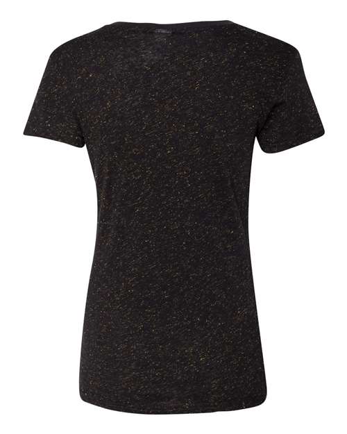 J. America 8136 Women’s Glitter V-Neck T-Shirt - Black/ Gold - back
