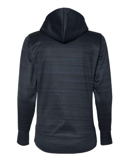 J. America 8662 Women's Odyssey Striped Performance Fleece Lapover Hooded Sweatshirt - Navy - back