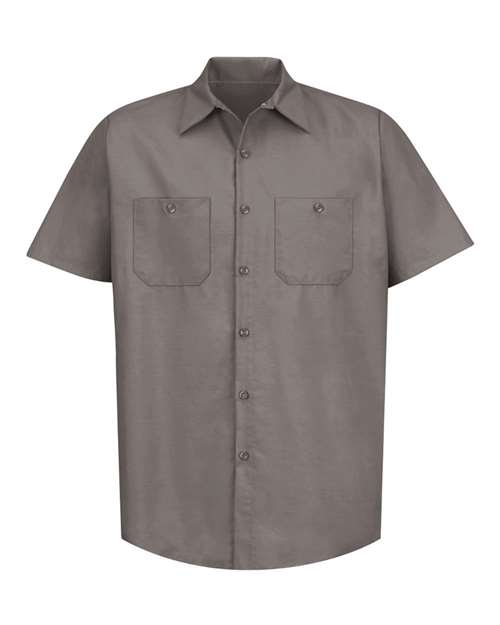 Red Kap SP24T Men's Tall Industrial Short Sleeve Work Shirt - Grey - front