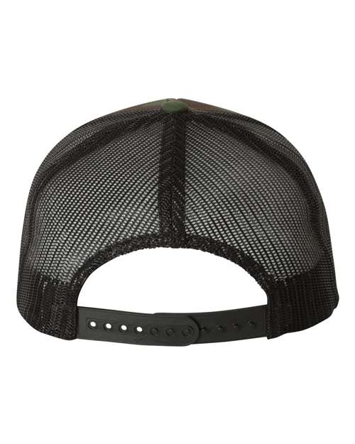 YP Classics 6606 Retro Trucker Cap - Green Camo/ Black - back