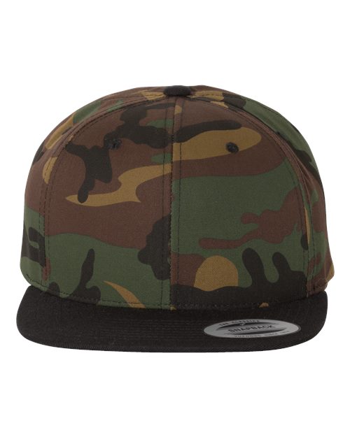 YP Classics 6089M Premium Flat Bill Snapback Cap - Camo/ Black - front