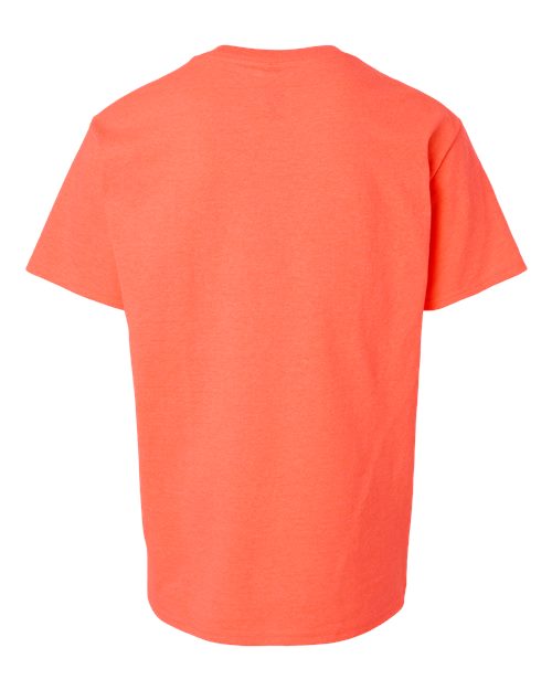 Gildan 5000B Youth Heavy Cotton™ T-Shirt - Heather Neon Coral - back