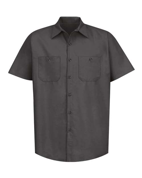Red Kap SP24T Men's Tall Industrial Short Sleeve Work Shirt - Charcoal - front