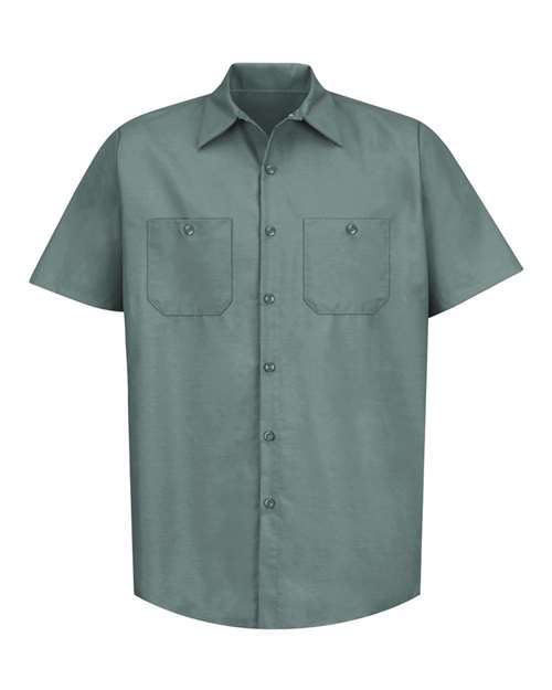 Red Kap SP24T Men's Tall Industrial Short Sleeve Work Shirt - Light Green - front