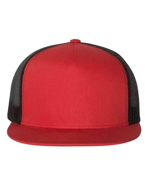 YP Classics 6006 Classic Five-Panel Trucker Cap - Red/ Black - front