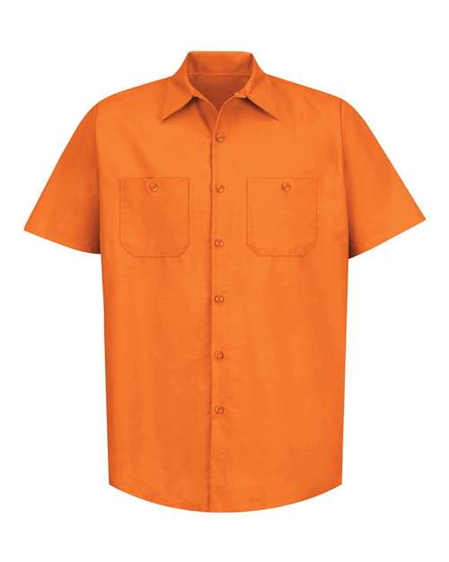 Red Kap SP24T Men's Tall Industrial Short Sleeve Work Shirt - Orange - front
