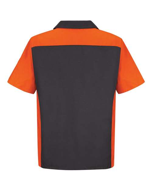 Red Kap SY20T Men's Tall Short Sleeve Automotive Crew Shirt - Charcoal/ Orange - back