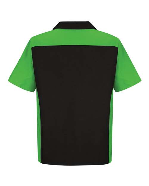 Red Kap SY20T Men's Tall Short Sleeve Automotive Crew Shirt - Black/ Lime - back
