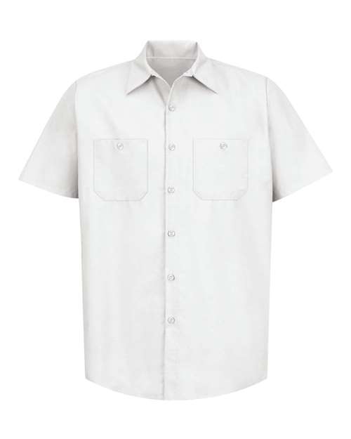 Red Kap SP24T Men's Tall Industrial Short Sleeve Work Shirt - White - front