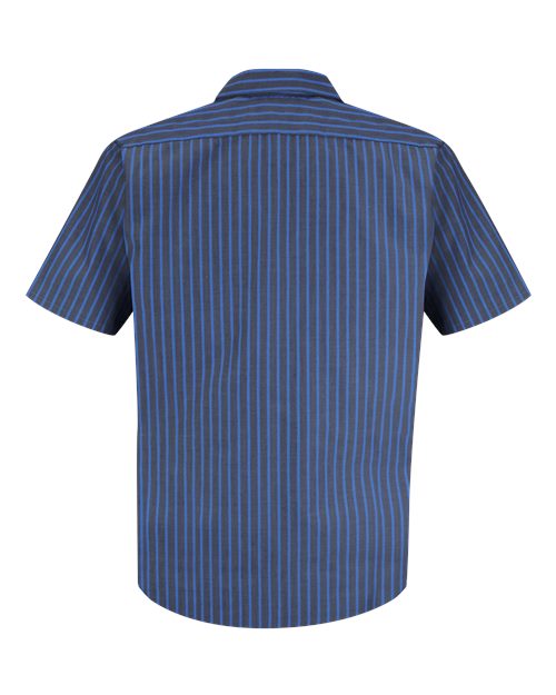 Red Kap SP24T Men's Tall Industrial Short Sleeve Work Shirt - Grey/ Blue Stripe - back
