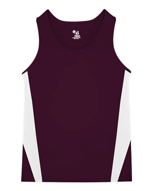 Alleson Athletic 2667 Youth Stride Singlet - Maroon/ White - front