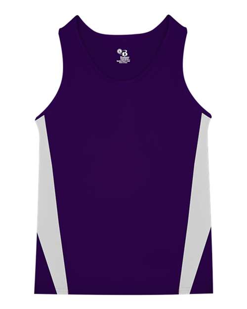 Alleson Athletic 2667 Youth Stride Singlet - Purple/ White - front