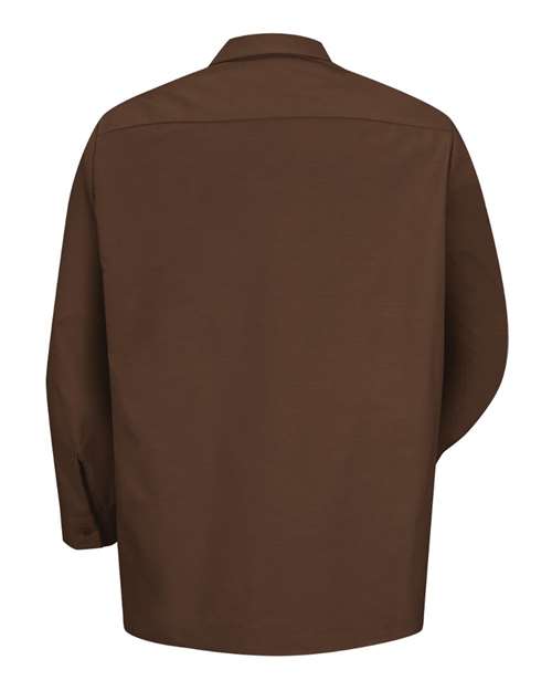 Red Kap SP14T Men's Tall Industrial Long Sleeve Work Shirt - Chocolate Brown - back