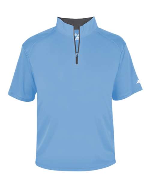 Badger 4199 Men's B-Core Short Sleeve Quarter-Zip - Columbia Blue/ Graphite - front