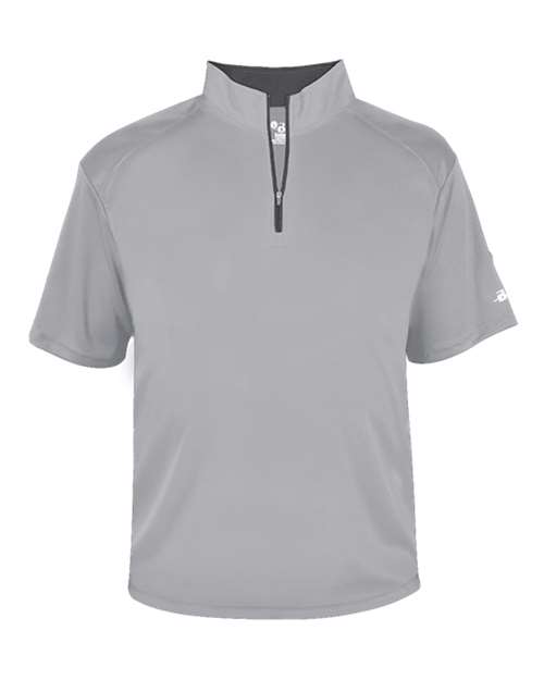 Badger 4199 Men's B-Core Short Sleeve Quarter-Zip - Silver/ Graphite - front