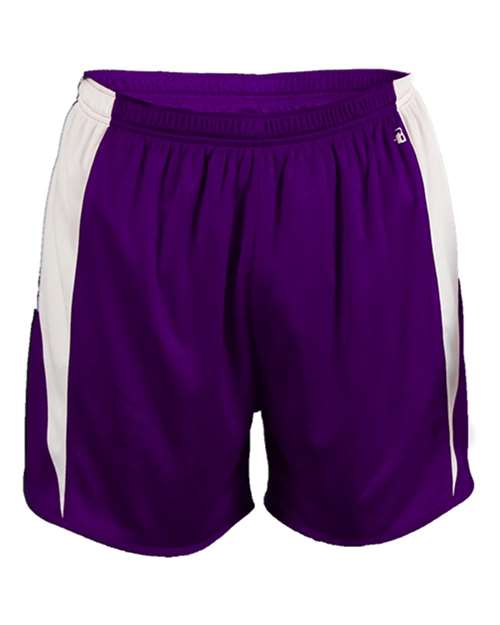Alleson Athletic 7273 Men's Stride Shorts - Purple/ White - front