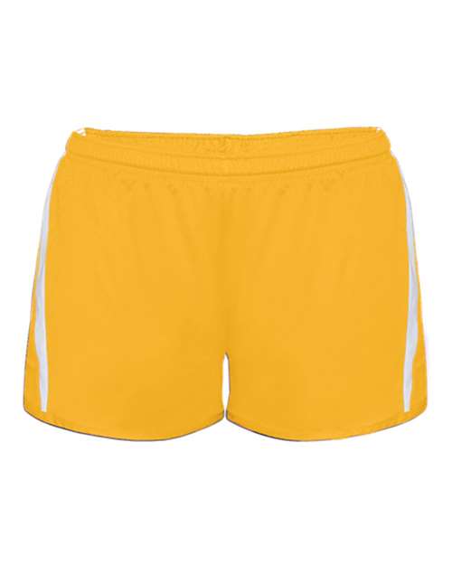 Alleson Athletic 7274 Women's Stride Shorts - Gold/ White - front