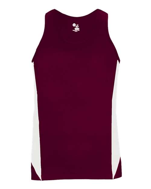 Alleson Athletic 8967 Women's Stride Singlet - Maroon/ White - front