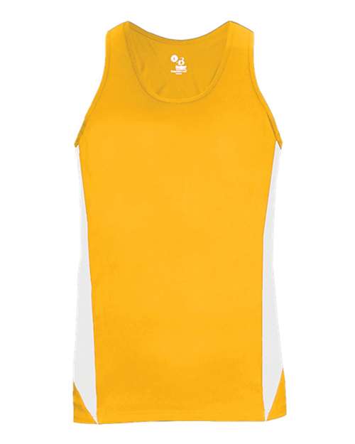 Alleson Athletic 8967 Women's Stride Singlet - Gold/ White - front