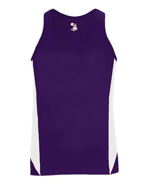 Alleson Athletic 8967 Women's Stride Singlet - Purple/ White - front