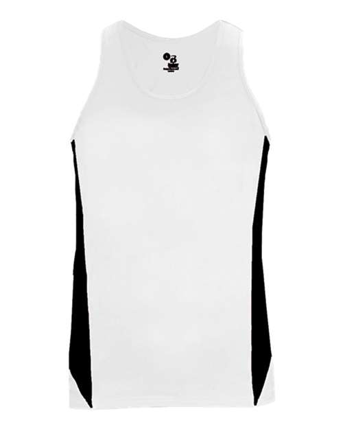 Alleson Athletic 8967 Women's Stride Singlet - White/ Black - front