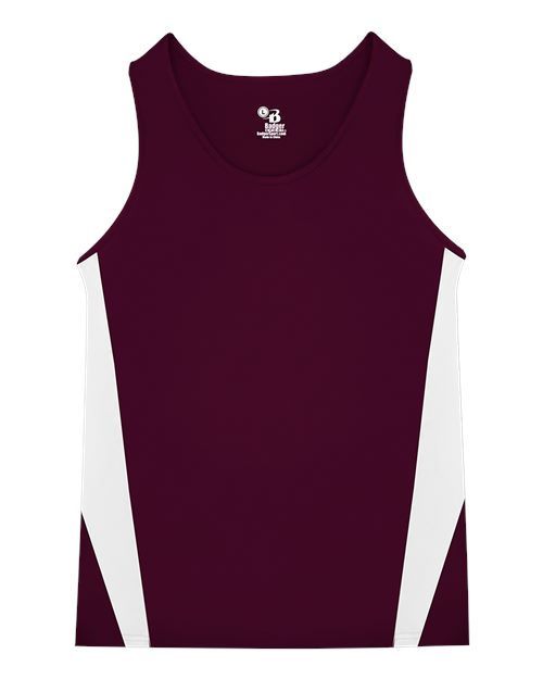 Alleson Athletic 8667 Men's Stride Singlet - Maroon/ White - front