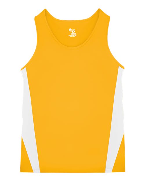Alleson Athletic 8667 Men's Stride Singlet - Gold/ White - front