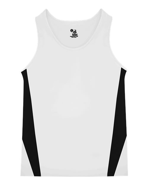 Alleson Athletic 8667 Men's Stride Singlet - White/ Black - front