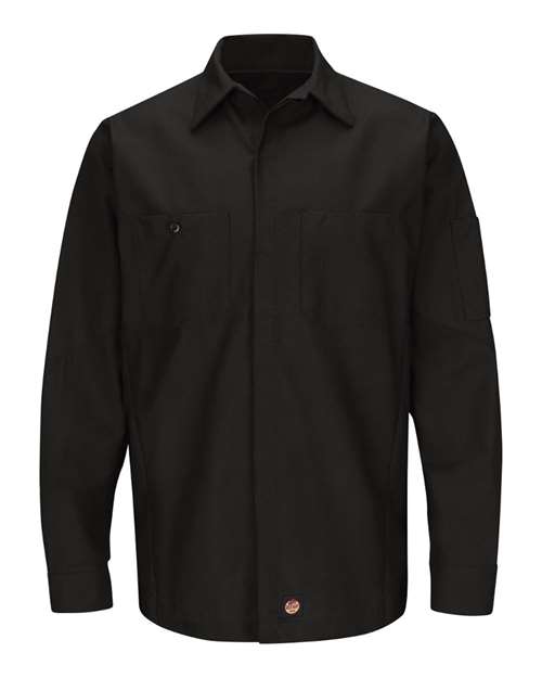 Red Kap SY10 Men's Long Sleeve Automotive Crew Shirt - Black - front