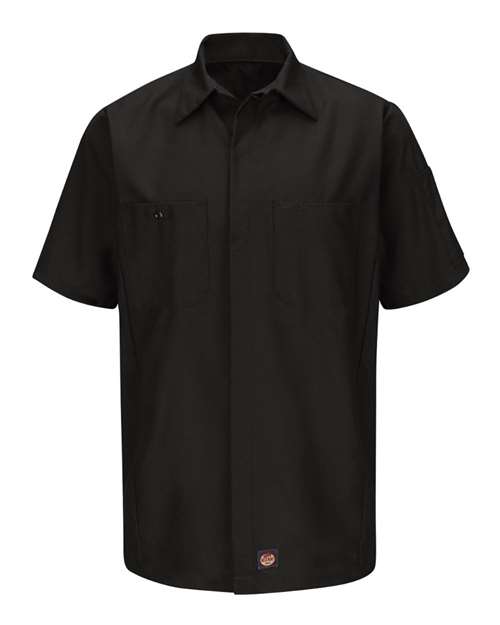 Red Kap SY20 Men's Short Sleeve Automotive Crew Shirt - Black - front