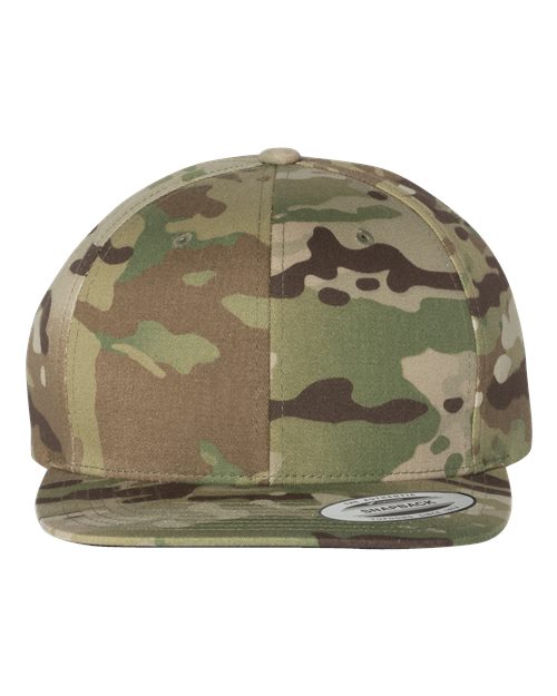 YP Classics 6089M Premium Flat Bill Snapback Cap - Multicam Green - front