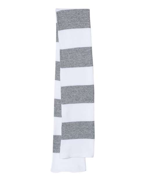 Sportsman SP02 Rugby-Striped Knit Scarf - White/ Heather Grey - front