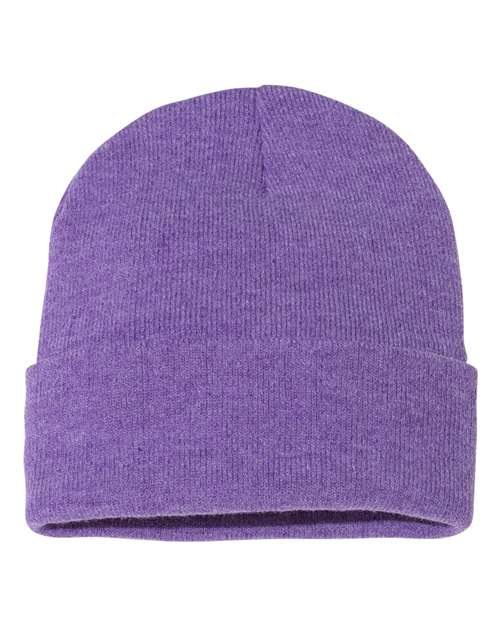 Sportsman SP12 12" Solid Cuffed Beanie - Heather Purple - back